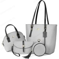 geegostudio Casual Minimalist Bag Sets, Gray Tote Bag &amp; Satchel Bag &amp; Clutch Purse &amp; Round Bag For Women, All-Match Bags For Travel