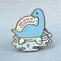 Believe In Yourself Funny Loch Ness Monster Hard Enamel Pin Cute Cartoon Dinosaur Swim Medal Brooch Fashion Lapel Backpack Pin