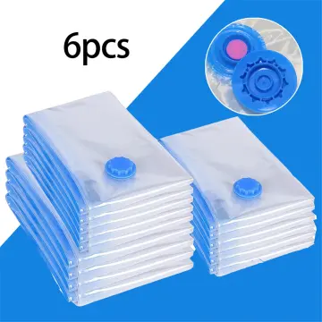 6PC Vacuum Bag Seal Compressed Travel Storage Bag Home Organizer Foldable Clothes  Bag with Hand Pump