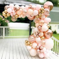 Macaron บอลลูนสีชมพู Garland Arch ชุดตกแต่งงานแต่งงานวันเกิดเด็ก Globos Rose Gold Confetti Latex บอลลูนอาบน้ำเด็ก-WIOJ SHOP