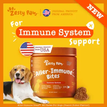 Zesty Paws, Aller-Immune Bites for Dogs, All Ages, Peanut Butter Flavour,  90 Soft Chews