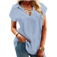 [COD] 2023 Fashion V Neck Short Sleeve Blouse Vacation Loose