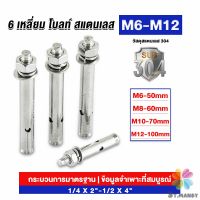 พุกสแตนเลส ขนาด 304 M6 M8 M10 M12 6 หัวเหลี่ยม  สแตนเลส Expansion Bolt