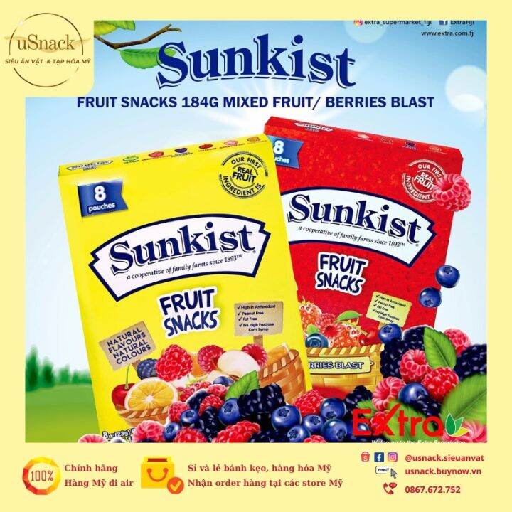 Sunkist Fruit Snacks 6 Pouches Kẹo Dẻo Sunkist Vị Trái Cây Hỗn Hợp