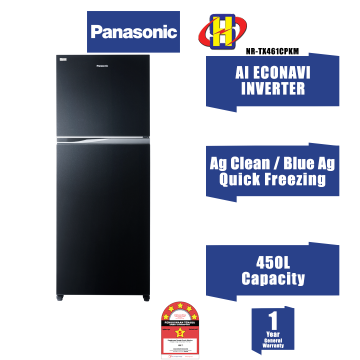 Panasonic Refrigerator (450L) AI ECONAVI Inverter Blue Ag Extra Cool Zone 2Door Fridge NR
