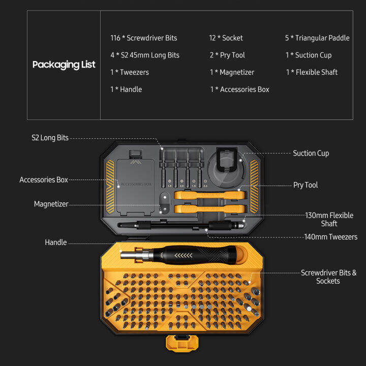 jakemy-jm-8183-145-in-1-screwdriver-amp-screw-bit-set-manual-multi-purpose-tool-set-with-slotted-amp-torx-bits-tweezers-professional-tool-kit-for-watch-laptop-and-other-electronic-devices