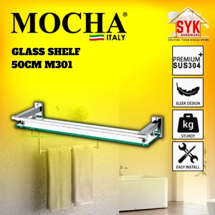 bathroom shelf SYK MOCHA M301 Bathroom Toilet Wall Mounted Glass Shelf