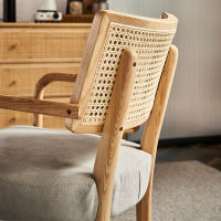 Spot parcel post Ho Rattan Dining Chair Solid Wood Ash Simple Home Leisure Backrest Chair Restaurant Designer Furniture