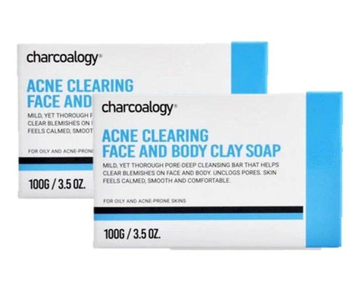 Charcoalogy Bar Soap Acne Clearing Face and Body Clay Soap ชาร์โคโลจี