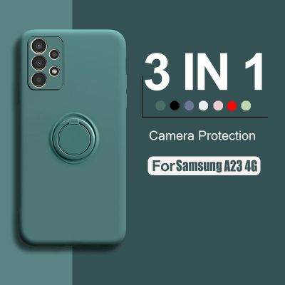 [Yellow peach flavor] ใหม่สแควร์ซิลิคอนกรณีโทรศัพท์สำหรับ Samsung A23 4กรัมบนปก Galaxy A 23 SM-A235F กล้องเดิมป้องกันกลับ