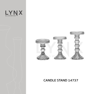LYNX - Candle Stand 14737 - เชิงเทียนแก้ว เชิงเทียนคริสตัล ลายหนามขนุน มีให้เลือก 3 ขนาด ความสูง 12 ซม., 14.5 ซม. และ 17 ซม.