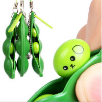 100Pcs Edamame Squishy Squeeze Bean Pea Expression พวงกุญแจจี้ความเครียดบรรเทา Decompression ของเล่น Antistress Ornament