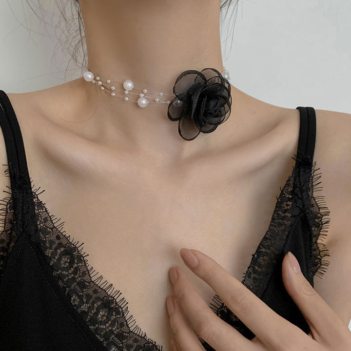2023-necklace-pearl-necklace-romantic-necklace-black-and-white-necklace-summer-flower-necklace-camellia-necklace-lady-necklace-photography-prop-necklace-2023-necklace-necklace-with-pearls-pearl-neckla