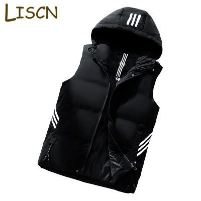 ZZOOI Men Winter Sleeveless Jacket Men 2022 New Casual Soft Shell Waterproof Jacket Black Hooded Windbreaker Fashion Jacket For Men