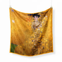 53cm Klimt Oil Painting Madame Adele 100 Silk Scarf Women Square Scarves Shawls Foulard Bandana Hair Scarf2023