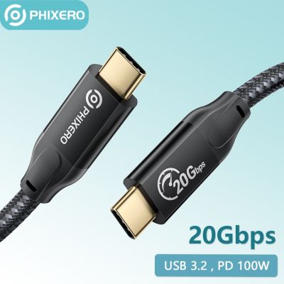 สายชาร์จเร็ว PHIXERO PD 100W USB 3.2 Type C 3 20Gbps ความเร็วสูง Kabel 20V 5A R สายต่อ4K 60Hz