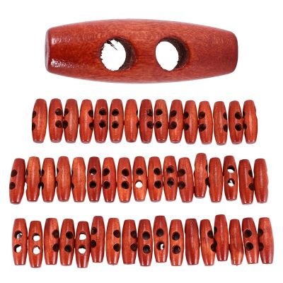 50 Pieces Olive Shape Wooden Toggles Buttons 2 Holes Sewing Buttons for Clothes Decor