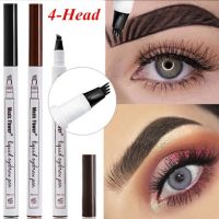 3 Colors Microblading Eyebrow Tattoo Pen 4 Head Fine Sketch Liquid Eyebrow Pencil Waterproof Tattoo Eye Brow Pen Smudge proof