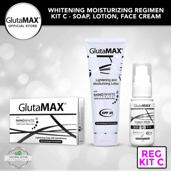 Glutamax Whitening Face And Body Moisturizing Regimen Kit C 60g Soap 90ml Lotion 30ml Face 9334