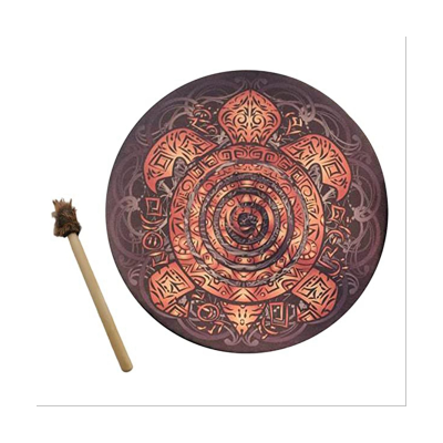 Shamanic Drums 10-Inch Tree Decorative Design with Drumsticks Instrumental Shaman Alchemy Moon Drum for Spiritual Music