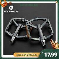 ROCKBROS อะลูมินัมอัลลอยแป้นถีบจักรยานทุ่นเเรงกันลื่น MTB ถนนภูเขาสะท้อนแสงอุปกรณ์เสริมจักรยานแป้นถีบจักรยาน