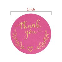 hot！【DT】☒❖►  50-500pcs Thank You Sticker Pink paper Business Label for Baking decor cute supplies 1inch