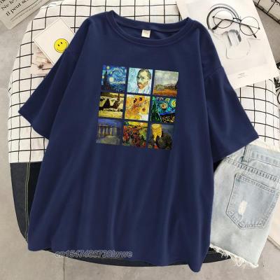 Van Gogh Works Sanskrit Print Womens T-Shirts Hip Hop Breathable Tee Clothes Quality Tops O-Neck 100% Cotton Female/Male Tshirts