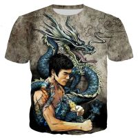 2023 Bruce Lee 3D bercetak t-shirt Unisex fesyen kasual China Kung Fu Harajuku a lengan pendek Streetwear Tshirt besar