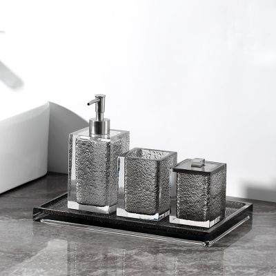 【jw】✟﹉ Hand Sanitizer Bottle Tray Set Acessórios do banheiro Cotonete Caixa de tecido higiênico Loção Garrafa