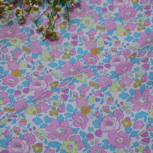 Betsy ชุดเดรสผ้าพิมพ์ดิจิตอลผ้าคอตตอนลายดอกไม้100% ตัดเย็บผ้า80S เหมือนเสรีภาพเด็กกระโปรงนักออกแบบ Tissu