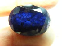 สีของแท้  สีไพลิน ไพลินสีน้ำเงินของเทียม  CREATED BLUE SAPPHIRE BRILLIANT OVAL CORUNDUM  9x7 mm