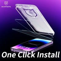 SmartDevil for iPhone 14 Pro Max Plus 13 12 Full Cover Screen Protector Tempered Glass One Click Easy Install Edge to Edge Clear Camera Screen Protect