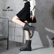 Fashion Women s Four Seasons Rain Shoes, Mid Barrel Low Heel Rain Boots