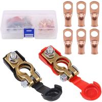 8Pcs Copper Battery Terminals Negative and Positive Terminal Connectors with Copper Ring Assortment Kit for Car