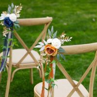 Artificial Simulated Roses Chair Back Flower Multi-Color For Outdoor Wedding Party Venue Decoration Aesthetic Decorative Flowers