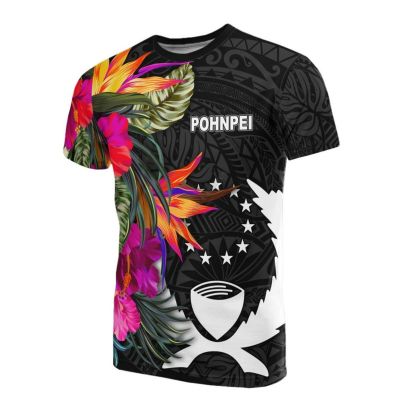 T-shirt men and women 3D printing O-neck interesting flower and leaf creative design style short-sleeved pullover shirt