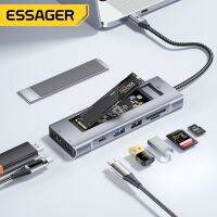 Essager 8 In 1 USB ฮับกับจัดเก็บดิสก์ชนิด Ftion C เพื่อ SATA เอสเอสดีกล่อง HDD แท่นวางคอมพิวเตอร์สถานีสำหรับแมคบุ๊กโปรแอร์ M1 M2