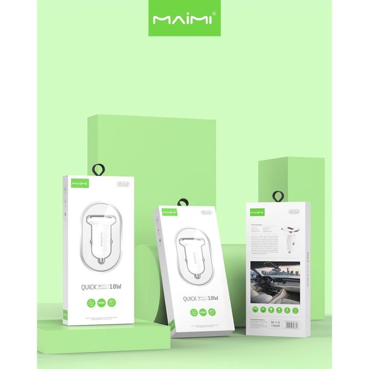 maimi-cc112-quick-charger-18-w-หัวชาร์ทรถ-หัวรถ-หัวชาร์ทในรถ-หัวชาร์จรถ-1-usb-car-charger-ชาร์ทรถ-ชาร์จ
