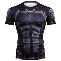 Mens Compression เสื้อ Bat Man พิมพ์เสื้อยืดแห้งเร็วฟิตเนสการฝึกอบรมกีฬาแน่นวิ่งเสื้อกีฬา