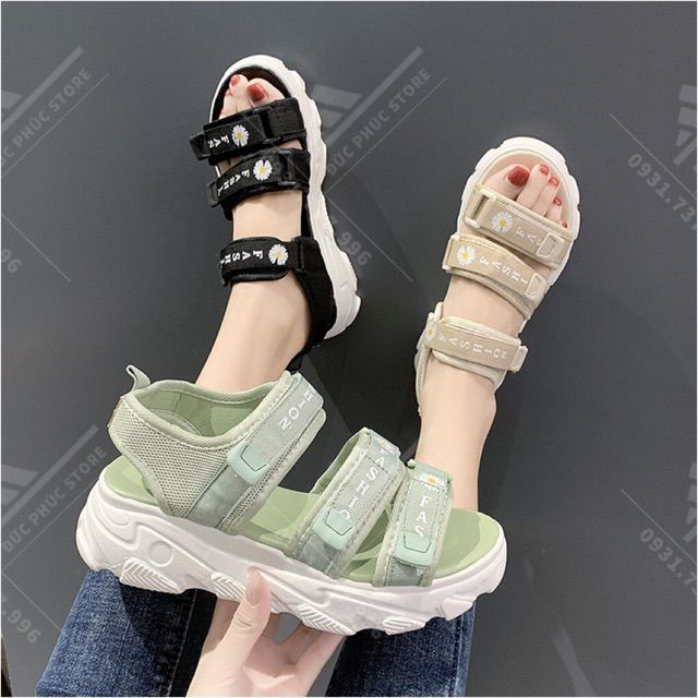 Sandal Nữ Hoa Cúc, Dép Quai Hậu 3 Quai Đế Cao Cực Đẹp Mẫu Mới 2020 |  Lazada.Vn