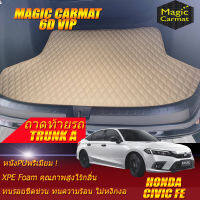 Honda Civic FE Sedan 2021-รุ่นปัจจุบัน Trunk A (เฉพาะถาดท้ายรถแบบ A) ถาดท้ายรถ Honda Civic FE Sedan 2021 พรม6D VIP Magic Carmat