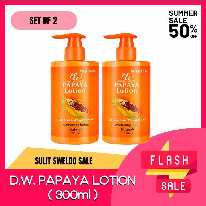 ( SET OF 2 ) Whitens In 7 Days Papaya Lotion Gluta Acid And Papaya