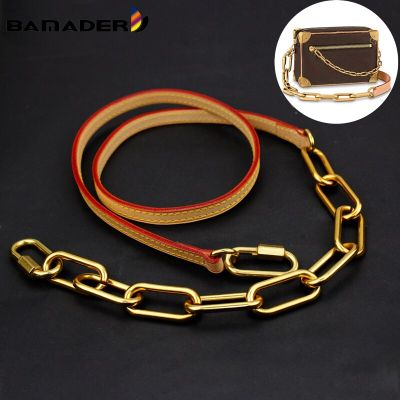 BAMADER Bag Chain Strap Vintage Gold Chain Straps For Bags Accessories Leather Vegetable Tanned Crossbody Shoulder Strap