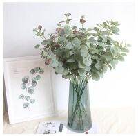 ประดิษฐ์ไม้ประดับปลอมตกแต่งบ้าน Retro สีเขียว Eucalyptus Leaf Wedding พืชผ้าใบตกแต่งห้องบ้าน