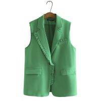 【มีไซส์ใหญ่】Plus Size XL-5XL Womens V-neck Autumn New Vests Sleeveless Solid Color Office-wear Outerwear