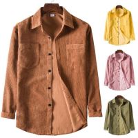 LASGO Spring corduroy shirt lapel long sleeve solid color thickened shirt combination