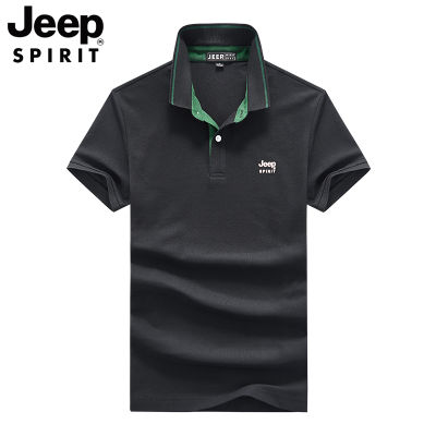 JEEP SPIRIT New T-shirt Mens Polo Shirt Solid Color Short Sleeve Business Casual Handsome Simple
