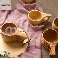 แก้วเบียร์ถ้วยชาแก้วกาแฟทำมือแก้วมักเครื่องดื่มน้ำพร้อมที่จับธรรมชาติ SHENYIA แก้วนมกระบอกน้ำ