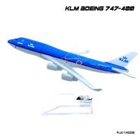 Naynaeshop โมเดลเครื่องบิน KLM Boeing 747-400 (16 cm) Airplane Metal Model โมเดลของสะสม