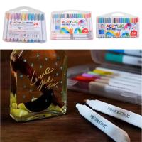 เด็กวาดโน๊ตบุ๊คปากกา Art Marker Pen ปากกามาร์คเกอร์สีสันกันน้ำ Smooth Bright Safe Kids ชุดเครื่องหมายสีสันสดใส แก้วเซรามิคผ้าใบหินมีประสิทธิภาพ